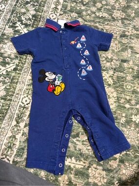 Vintage Mickey Mouse Navy Polo Romper